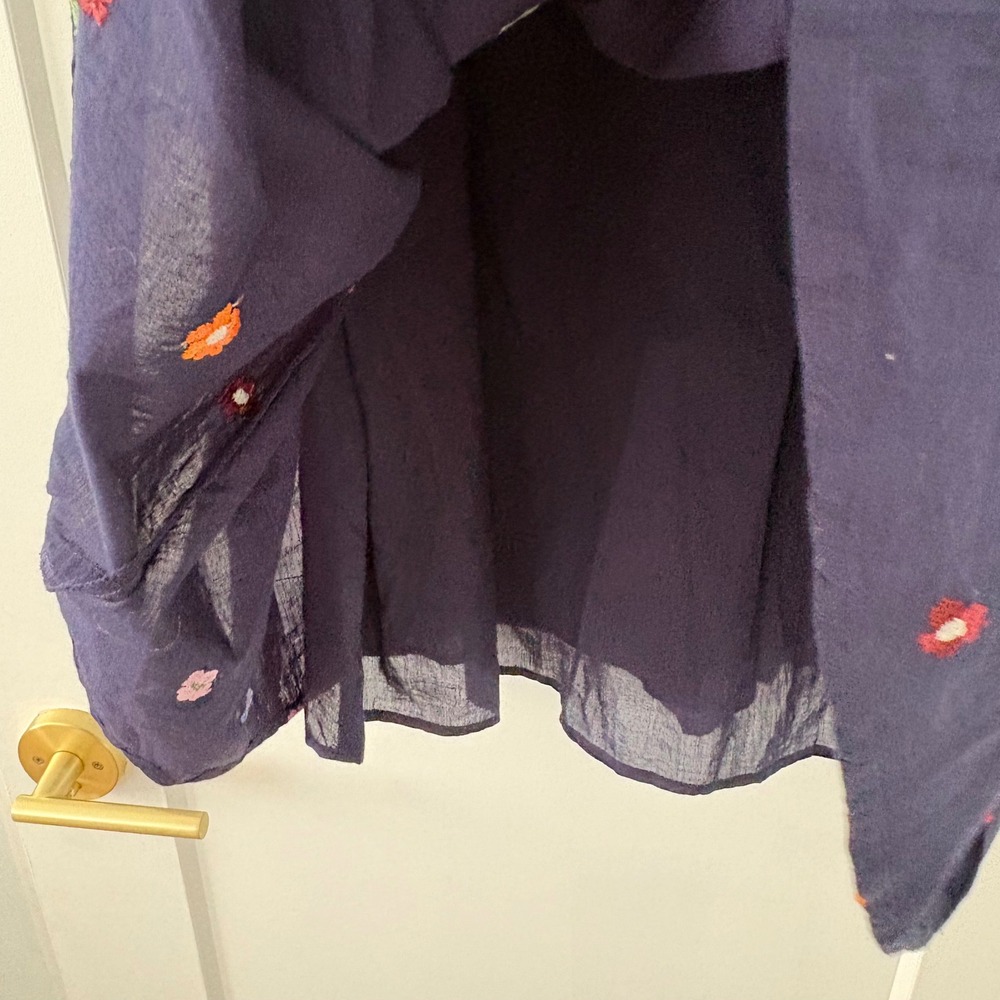 Velvet by Graham & Spencer Navy Floral Embroidered Cotton Mini Dress Small NWT - Picture 11 of 12